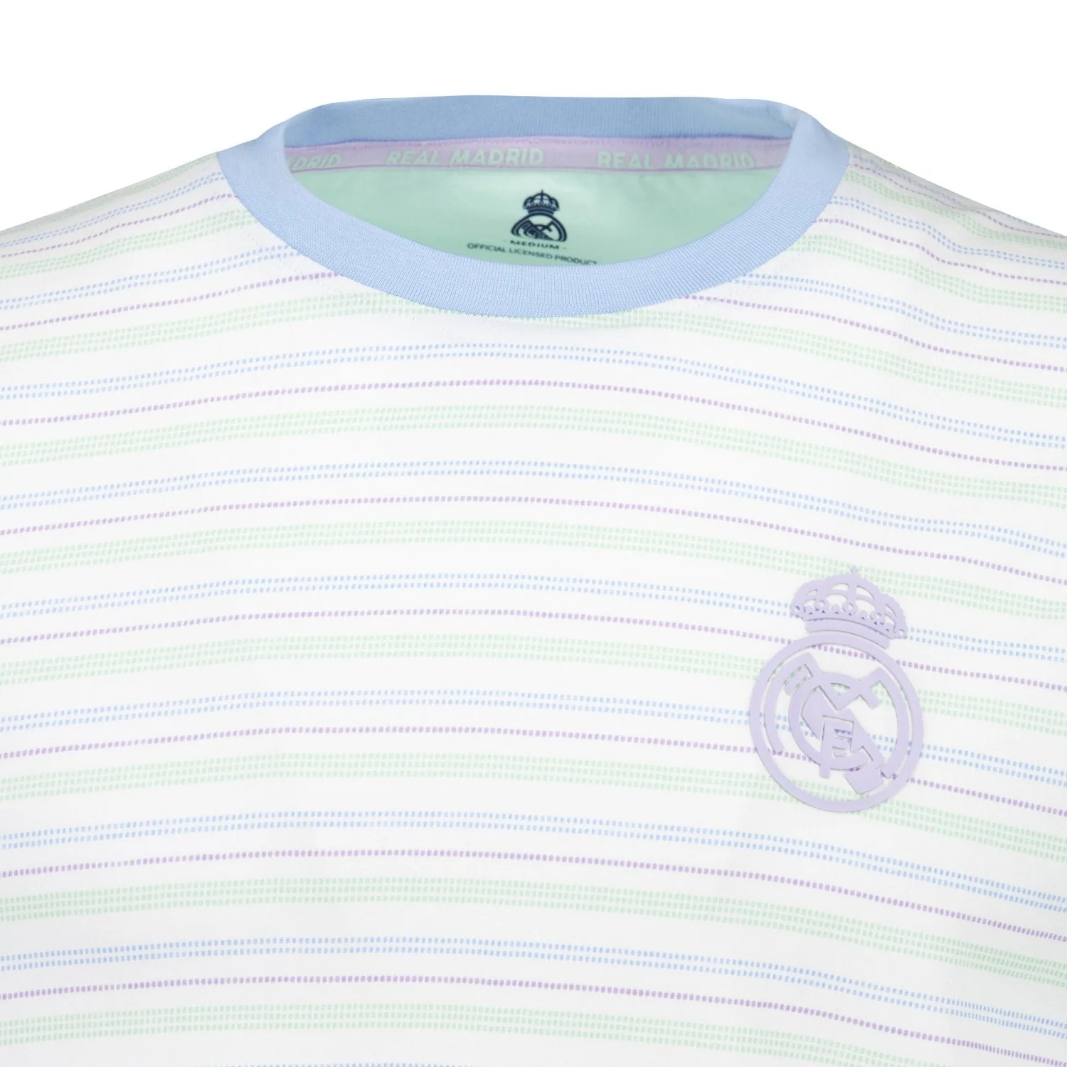 Mens Pastel Single T-Shirt Y/D Stripe Tee Light Real Madrid - Image 5