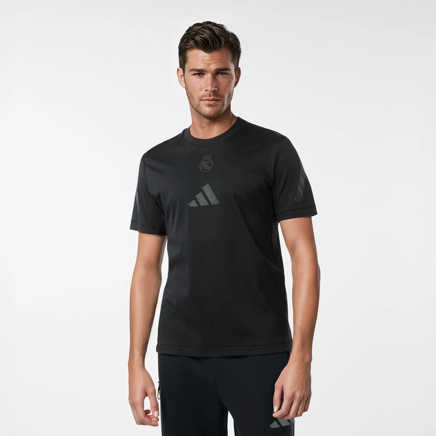 Mens adidas Real Urban T-Shirt Black - Image 3