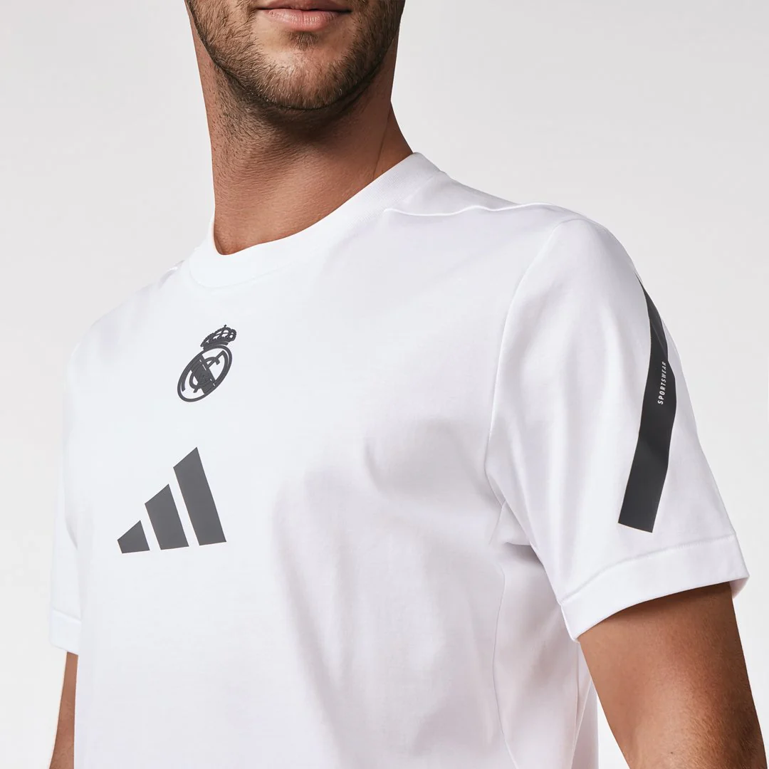 Mens adidas Real Urban T-Shirt White - Image 3