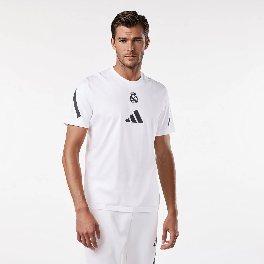 Mens adidas Real Urban T-Shirt White - Image 4