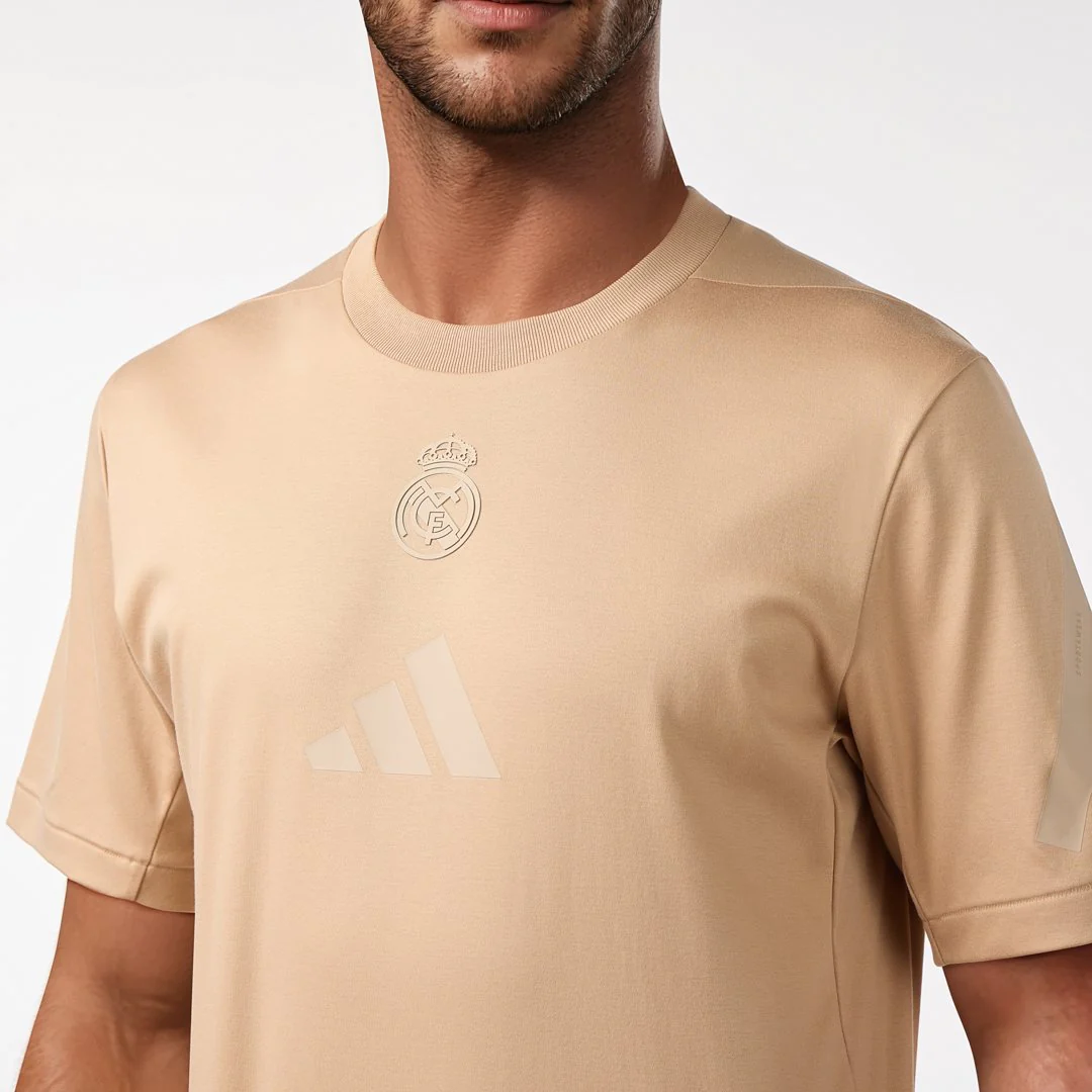 Mens Adidas Real Urban T-shirt Beige - Image 3