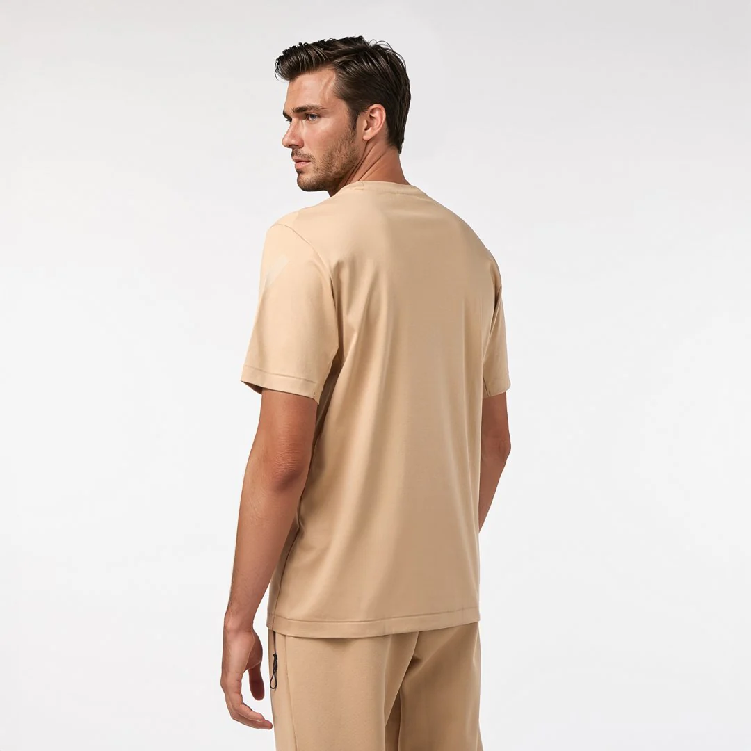 Mens Adidas Real Urban T-shirt Beige - Image 4