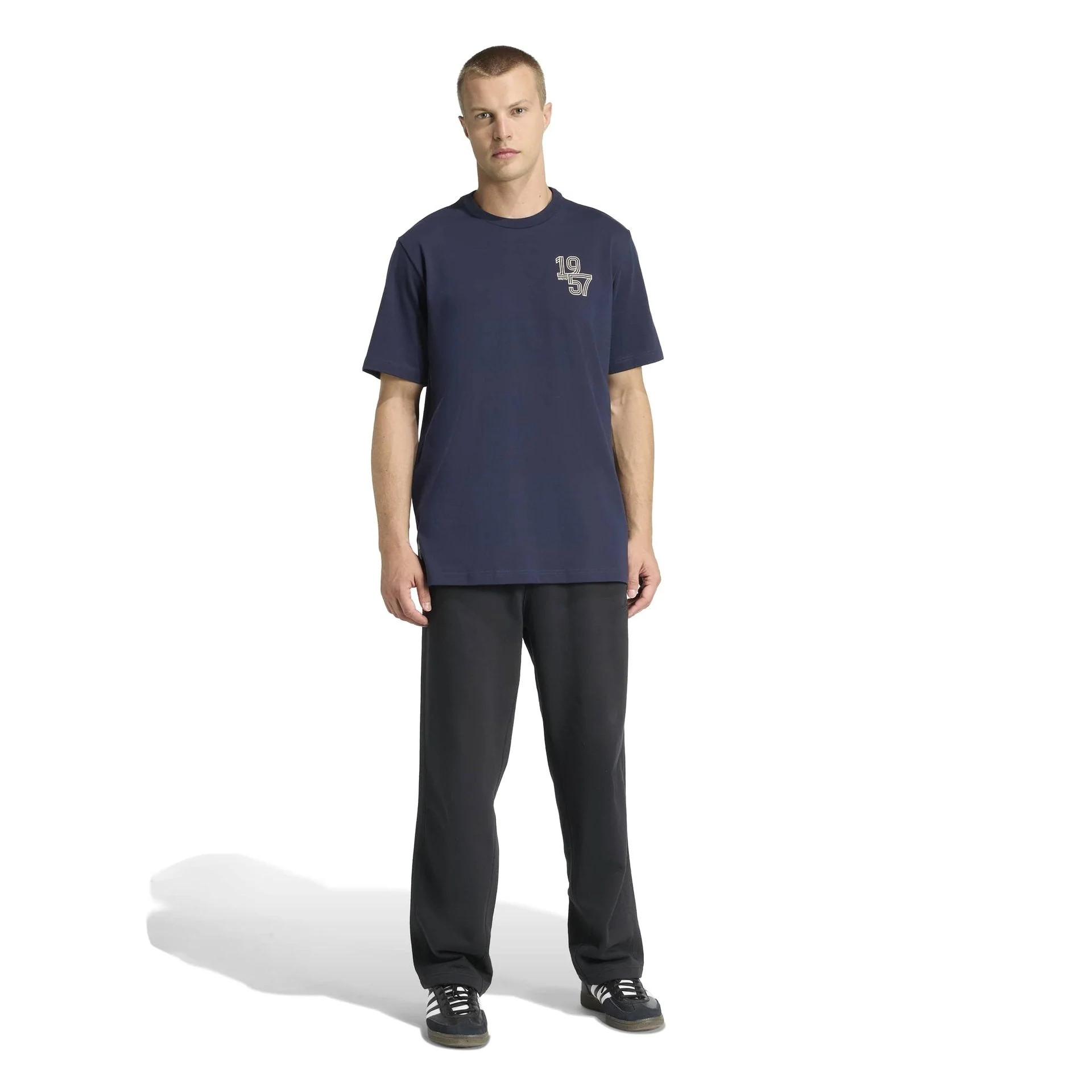 Mens adidas Heritage Pack T-Shirt Navy | 1957 - Image 3