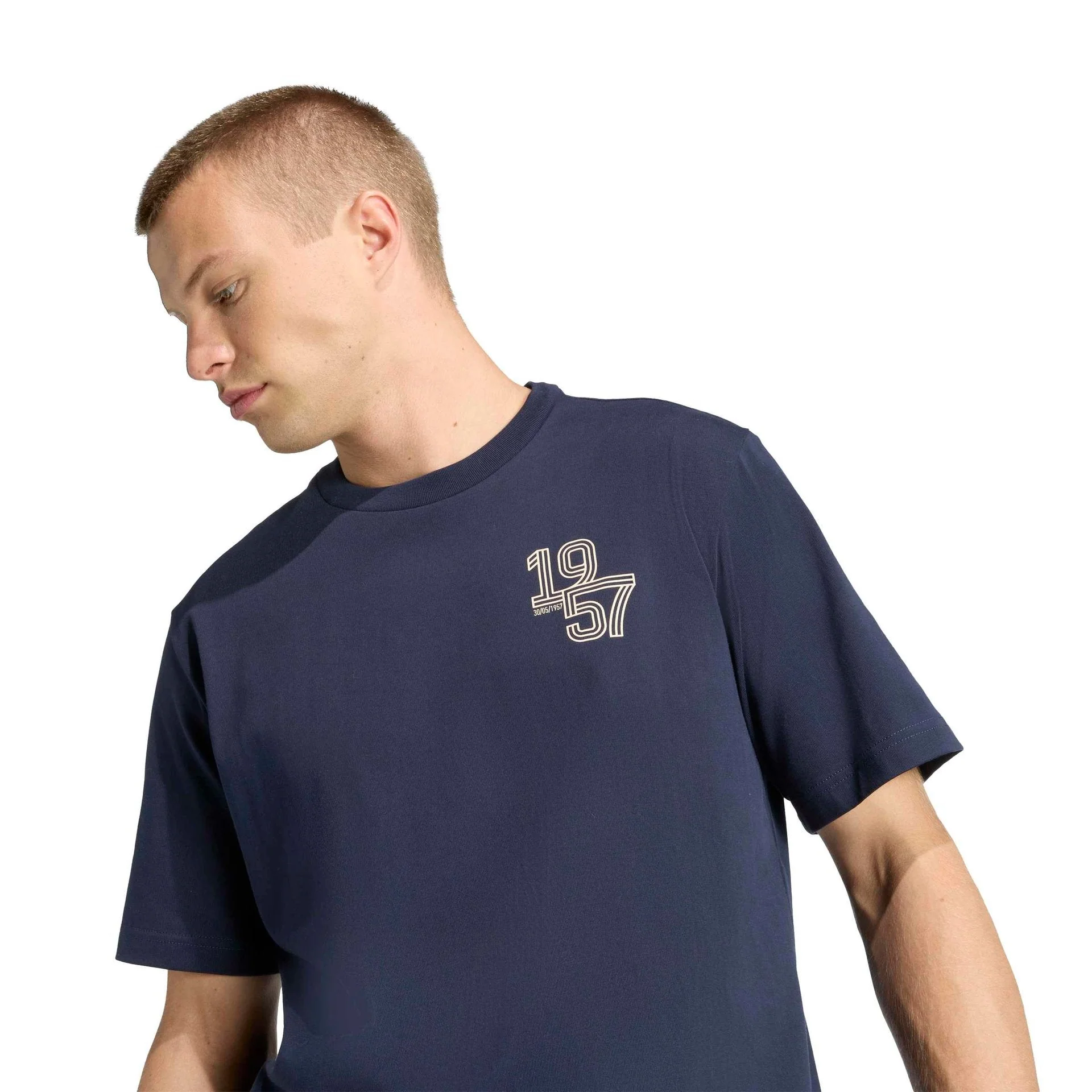 Mens adidas Heritage Pack T-Shirt Navy | 1957 - Image 5