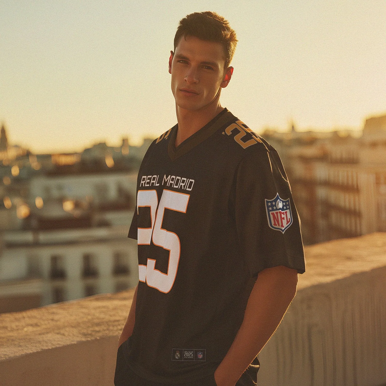 Men’s Real Madrid x NFL Black T-Shirt - Image 5