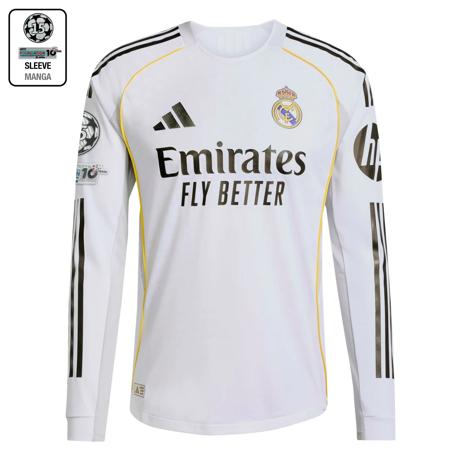 Mens Home Authentic Long Sleeve Jersey 25/26 White - Image 8