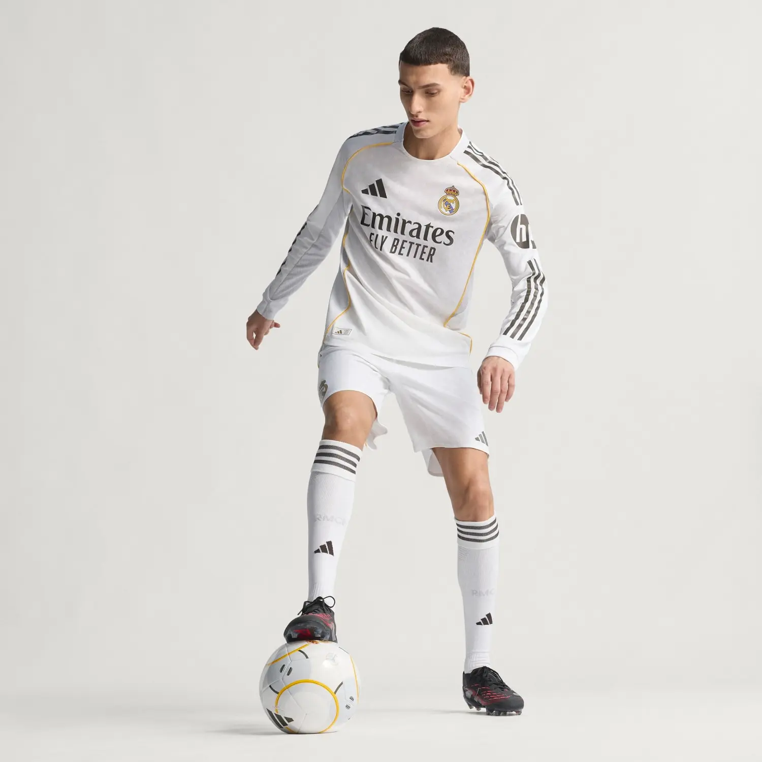 Mens Home Authentic Long Sleeve Jersey 25/26 White - Image 7