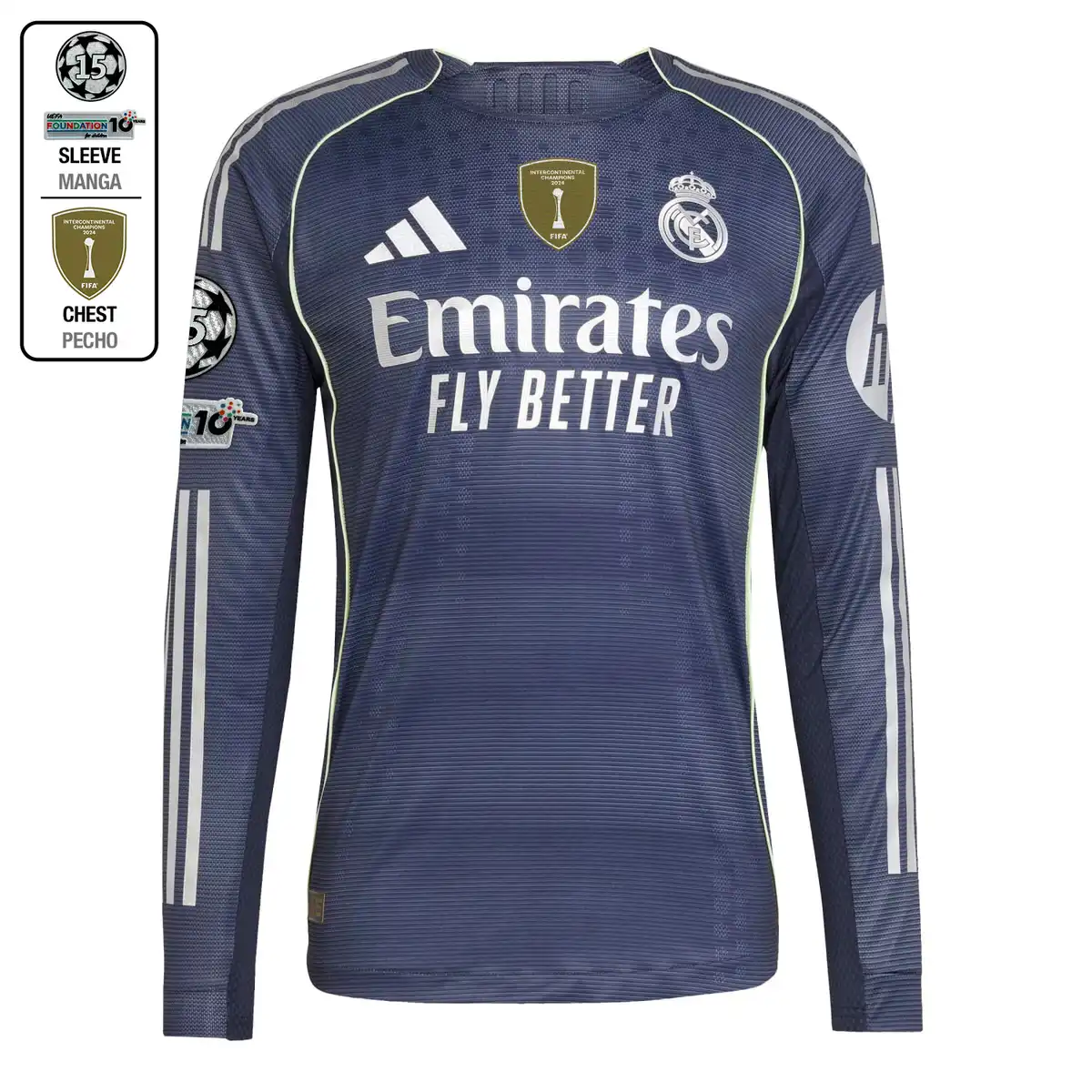 Mens Away Long Sleeve Authentic Jersey 25/26 Navy - Image 11
