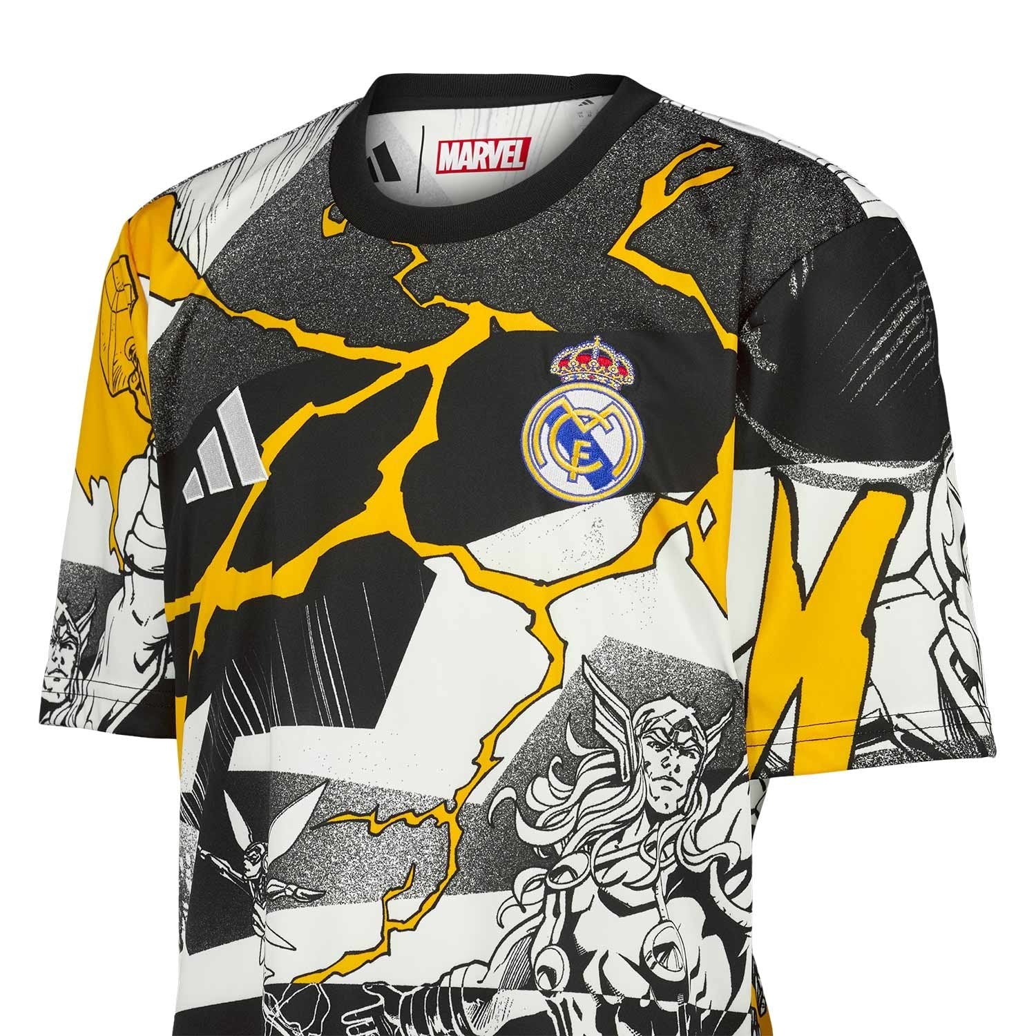 Mens adidas Marvel Warm Up Shirt 25/26 White/Black - Image 3