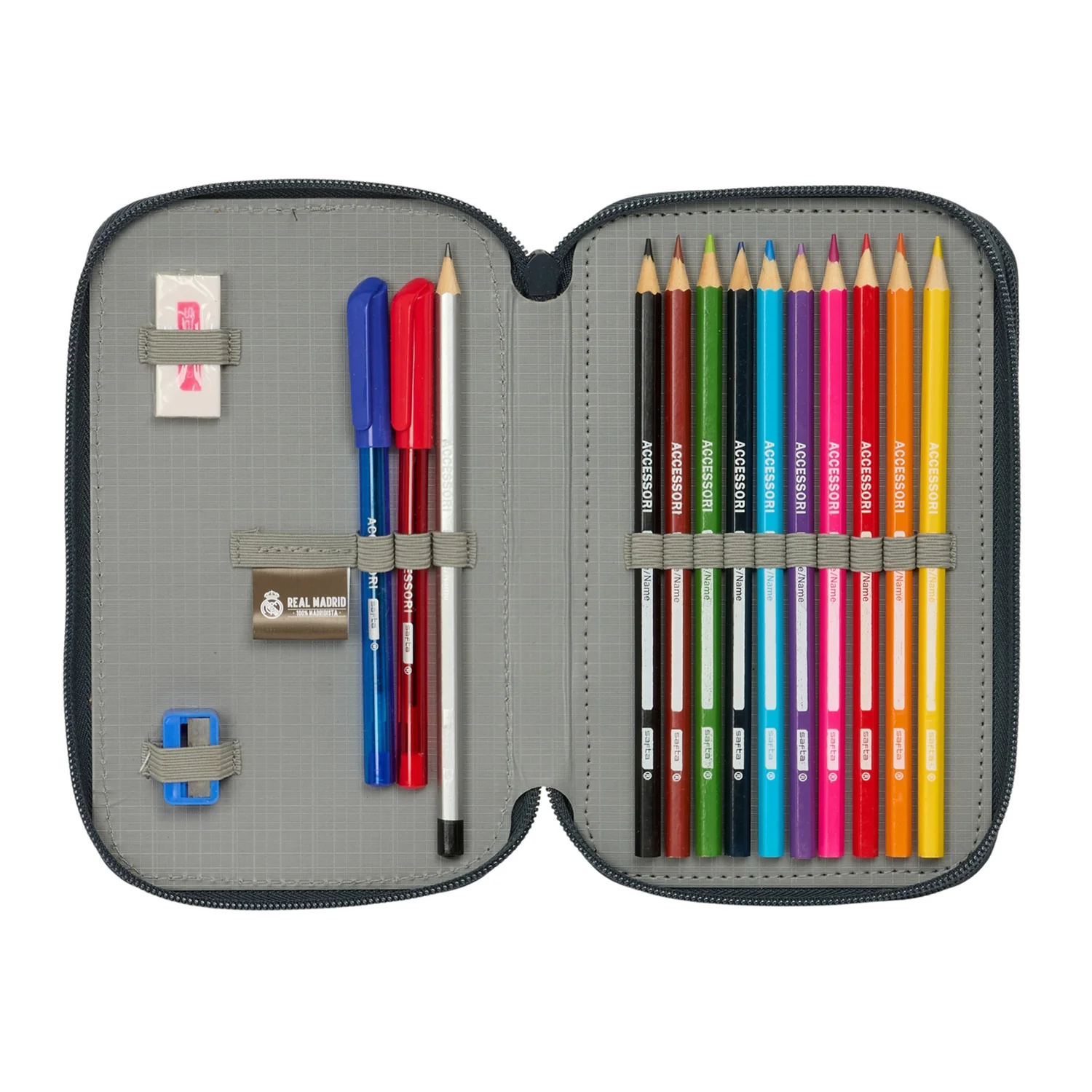White/Black Double Filled Pencil Case - Image 3
