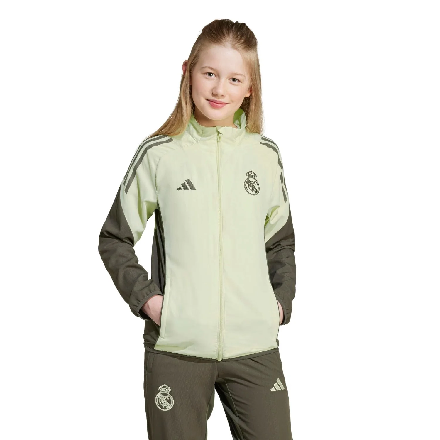 Kids adidas Training Tracksuit Jacket 25/26 Lime Green - Image 4