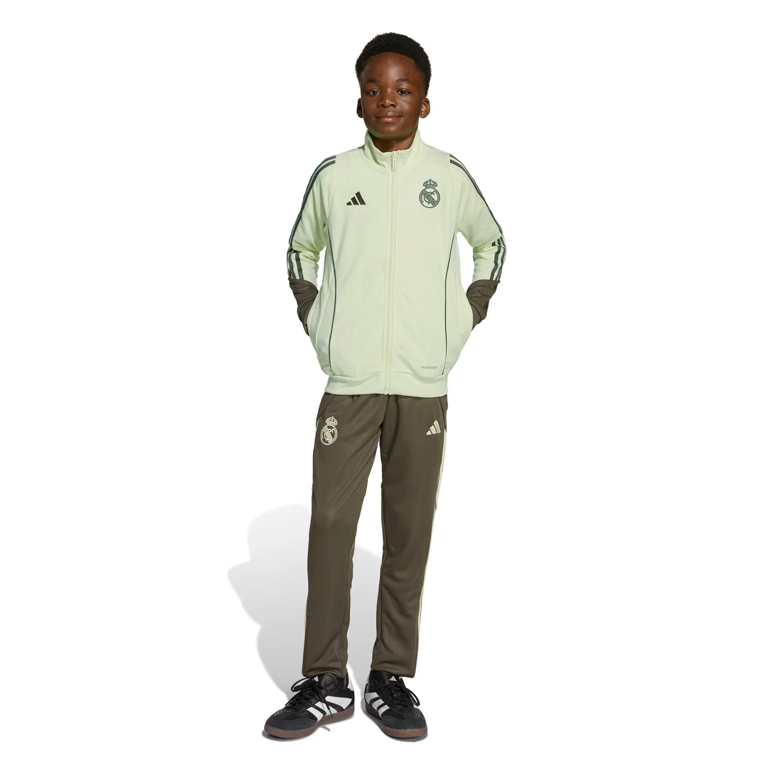Kids adidas Training Tracksuit Pants 25/26 Dark Olive - Image 3