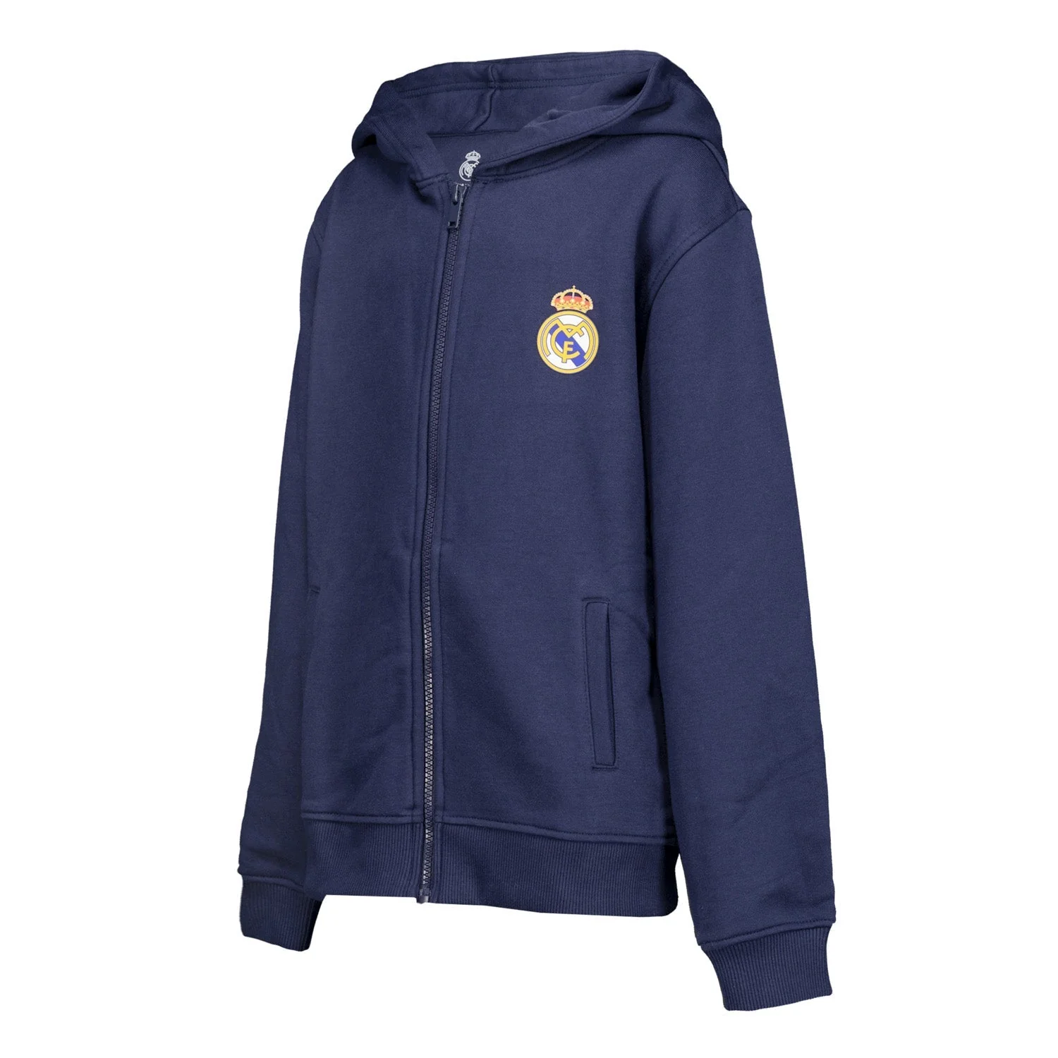 Kids ECO Essentials Real Madrid Color Crest Zip Hoodie Navy - Image 3