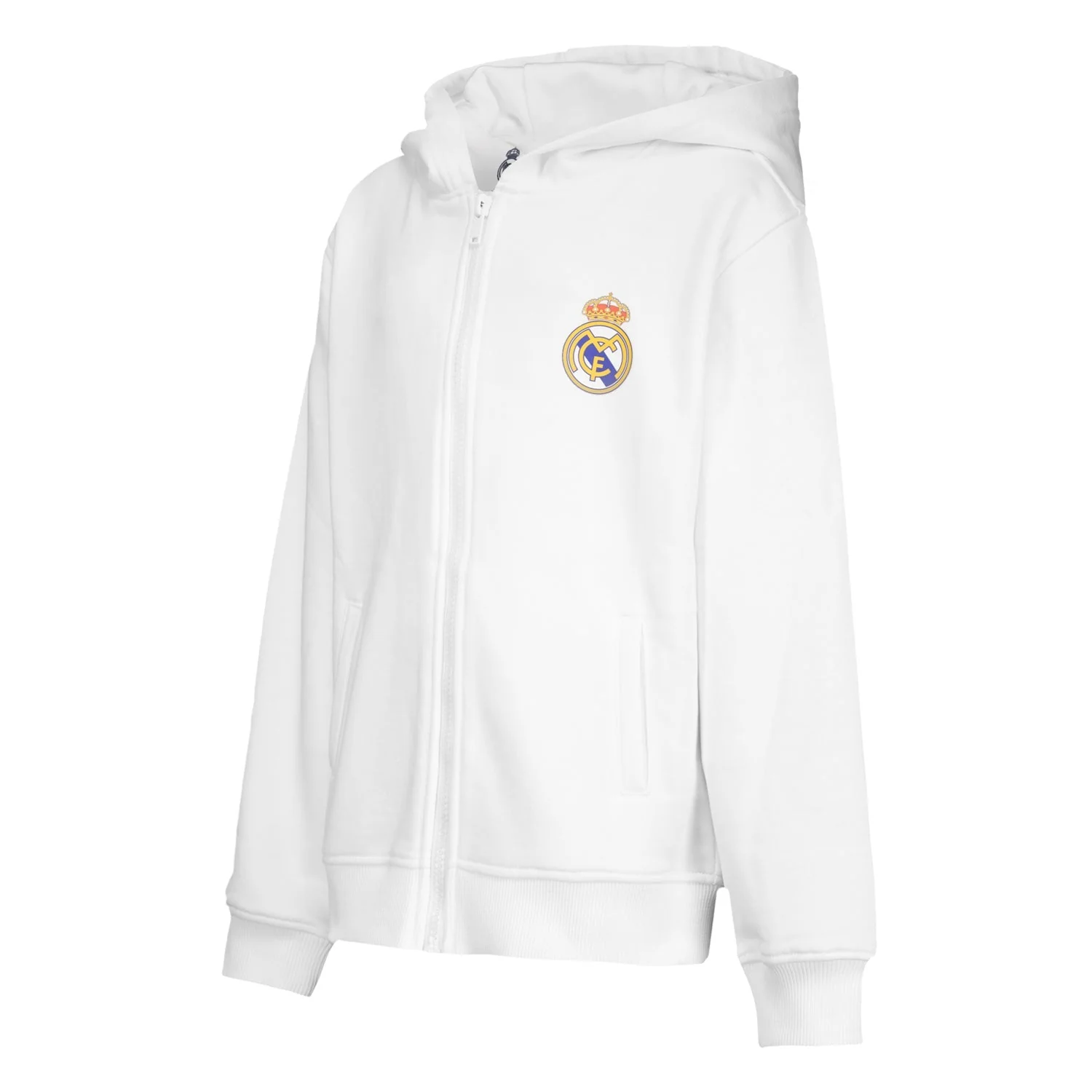 Kids ECO Essentials Real Madrid Color Crest Zip Hoodie White - Image 5