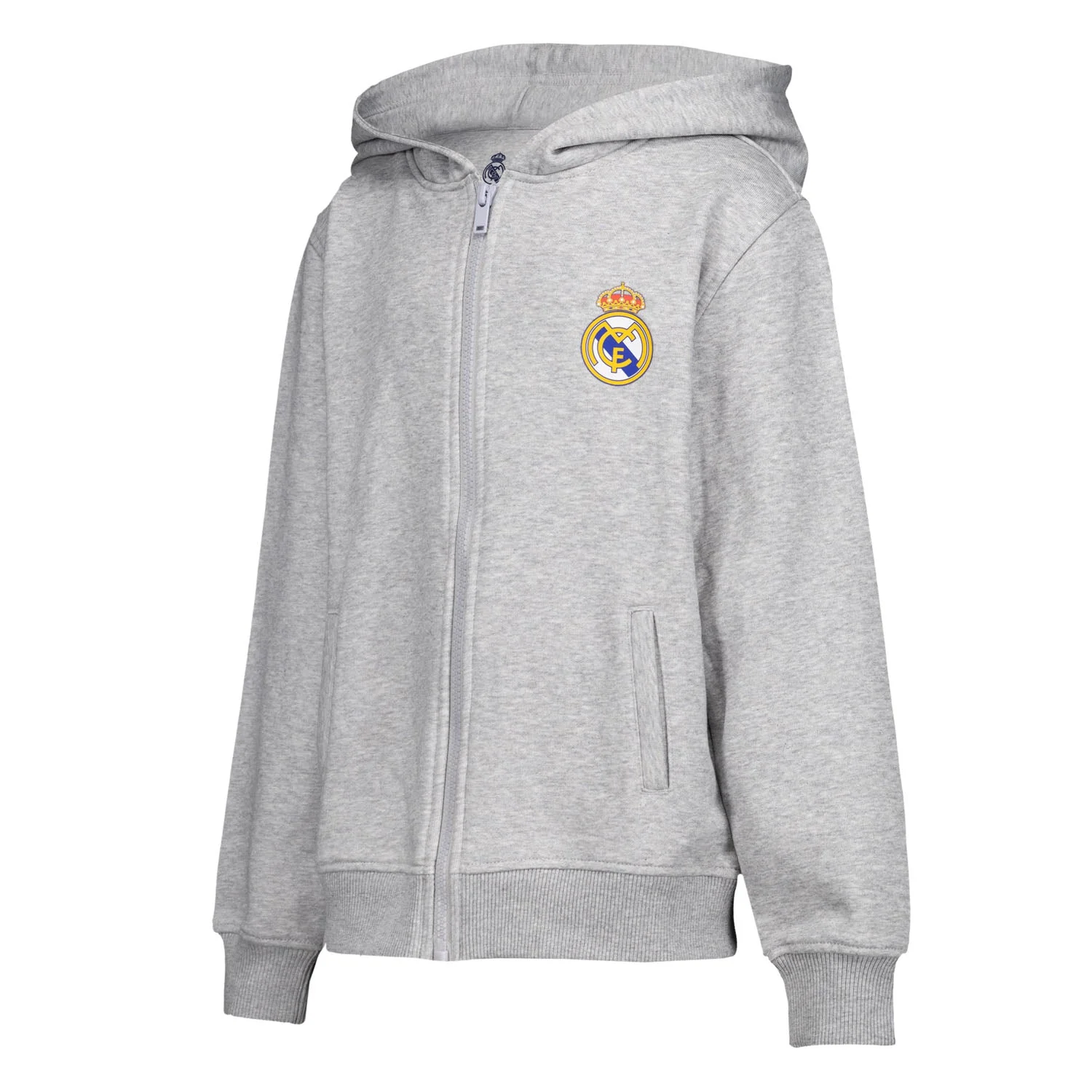Kids ECO Essentials Real Madrid Color Crest Zip Hoodie Light grey - Image 3
