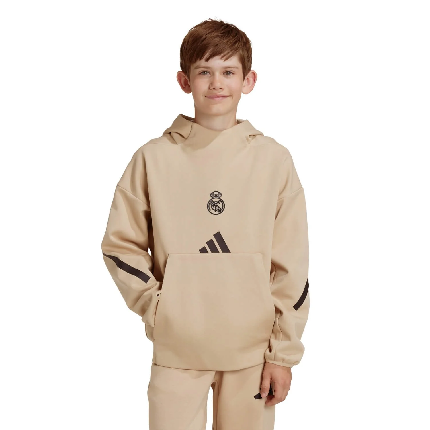 Kids adidas Real Urban Hoodie Cream/ Black - Image 2