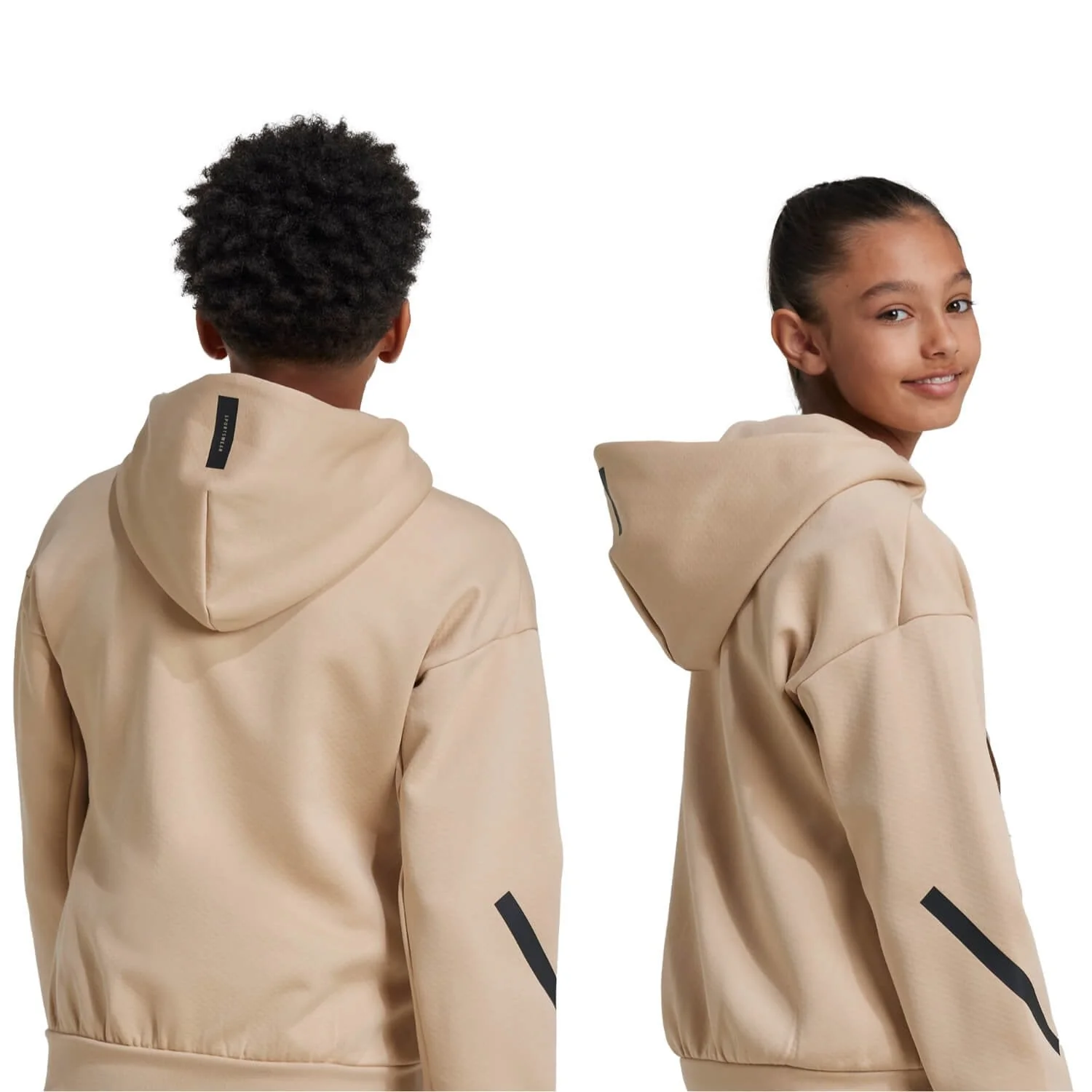 Kids adidas Real Urban Full Zip Hoodie Cream/ Black - Image 2