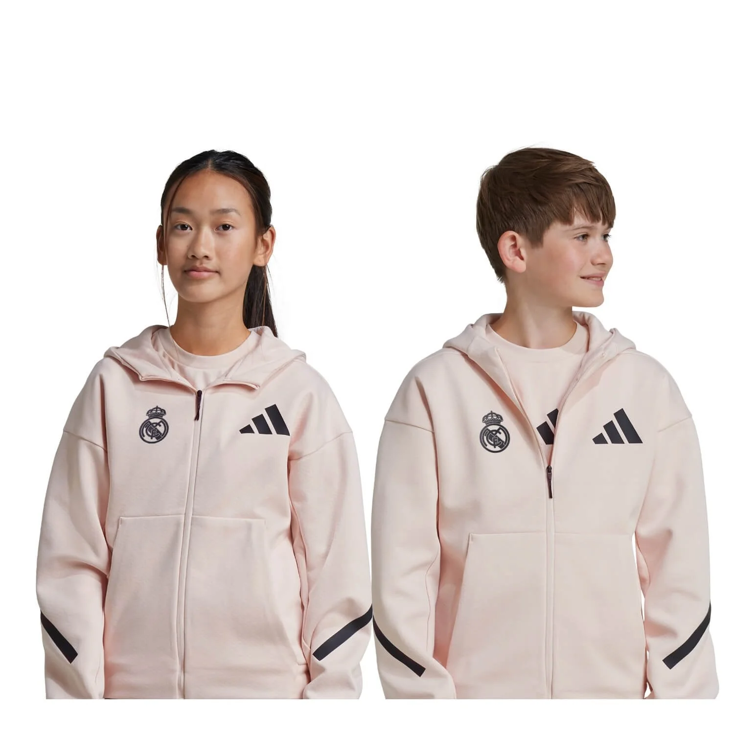 Kids adidas Real Urban Full Zip Hoodie Light Pink/ Black - Image 2