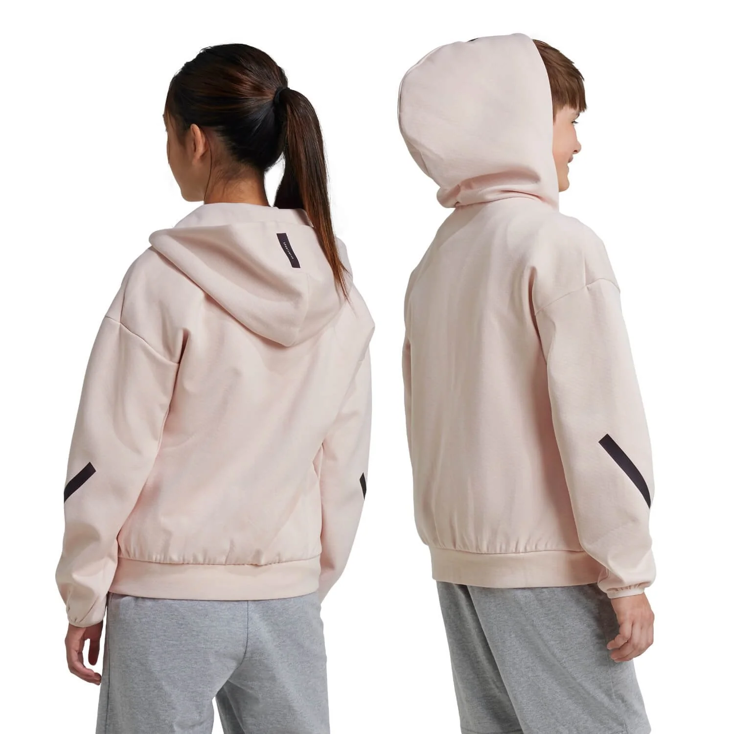 Kids adidas Real Urban Full Zip Hoodie Light Pink/ Black - Image 3