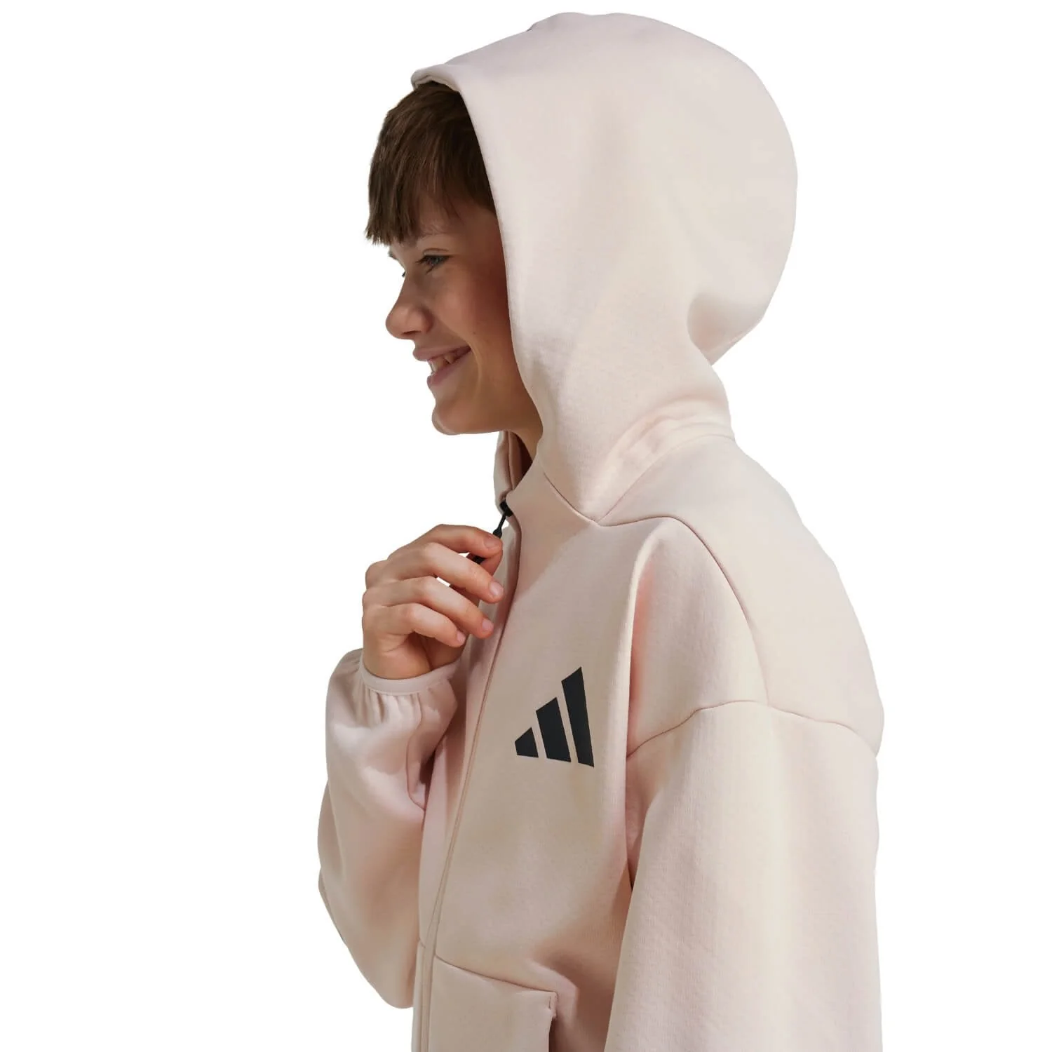 Kids adidas Real Urban Full Zip Hoodie Light Pink/ Black - Image 4
