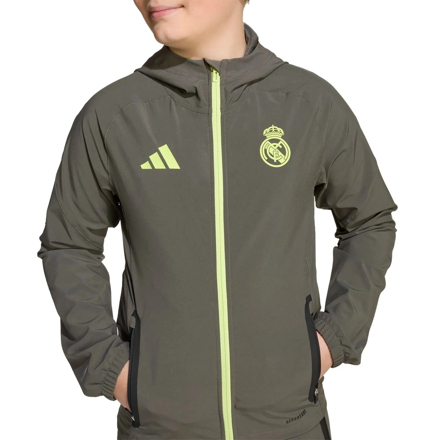 Kids Tiro Vis Tech Competition Jacket Grey/Lime Green - Image 5