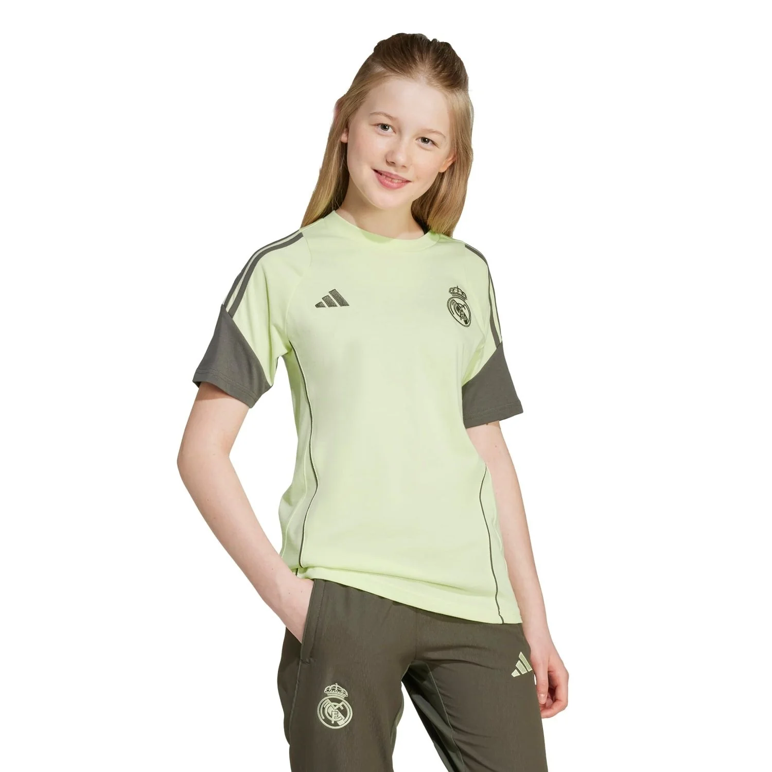 Kids adidas Training T-Shirt 25/26 Lime Green - Image 3
